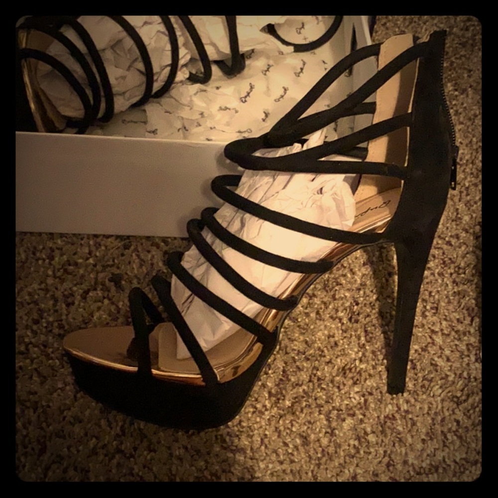 Strappy high heels